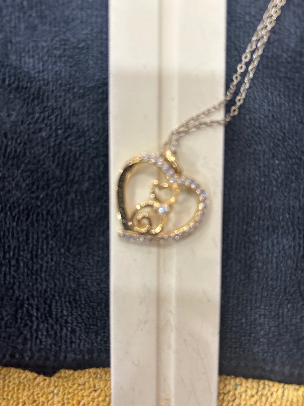 Gold Chain With Cat and Heart Diamond Pendant
